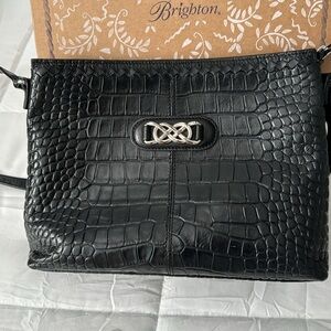 Brighton, black leather crock, Crossbody, Katie, shoulder bag slightly worn